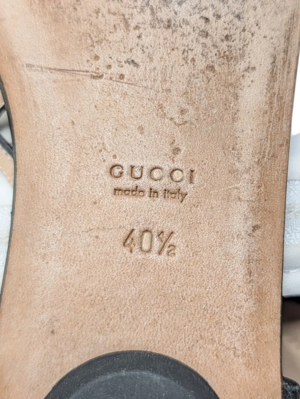 Gucci Horsebit Flat Black Leather T-Strap Sandals Size EU 40.5